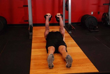 Press en suelo alterno con kettlebell: posición inicial