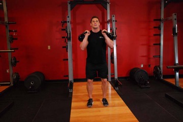 Double Kettlebell Jerk: posición final