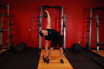 Double Kettlebell Windmill: posición final