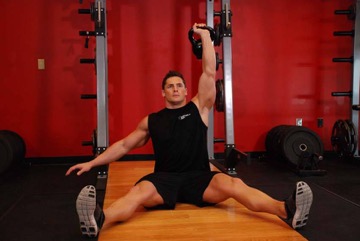 Press sentado con kettlebell: posición final