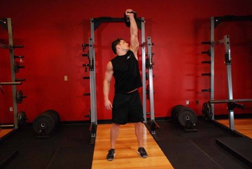 Press militar a una mano lateral con kettlebell: posición final