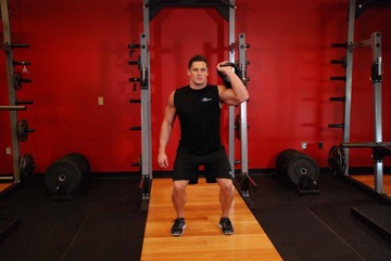 Push press a una mano con kettlebell: posición final