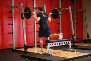 One Leg Barbell Squat: posición inicial
