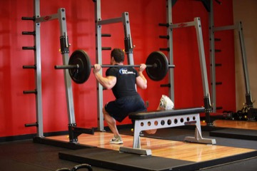 One Leg Barbell Squat: posición final