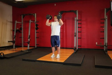 Press de hombro de pie agarre neutro: posición final